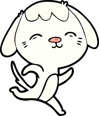 Bir insan tarafından çizilmiş mutlu çizgi film köpeği.