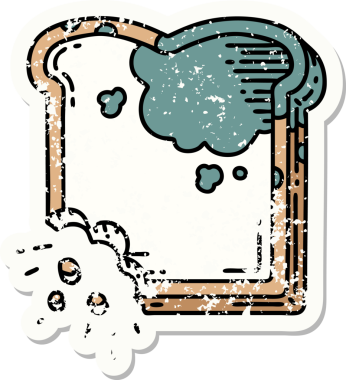 Bir insan tarafından çizilmiş küflü ekmeğin geleneksel stiliyle dövmesi.