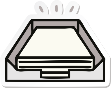 Bir insan tarafından çizilmiş kutudaki şirin bir karikatürün çıkartması.