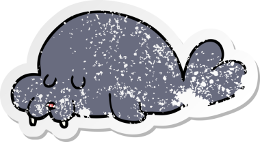 Bir insan tarafından çizilmiş karikatür deniz aygırının sıkıntılı çıkartması.