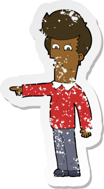 Bir insan tarafından çizilmiş karikatür adamın gerilmiş çıkartması.