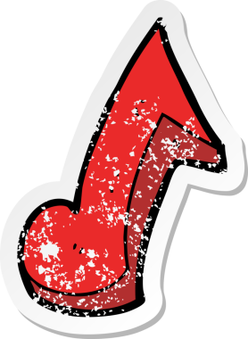 Bir insan tarafından çizilmiş bir karikatür müzik notasının gerilimli retro yapıştırması