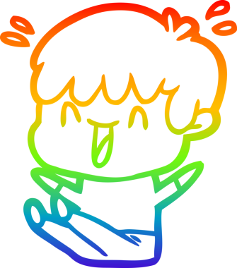 Gökkuşağının gradyan çizimi bir insan tarafından çizilmiş bir çizgi film karakteri.