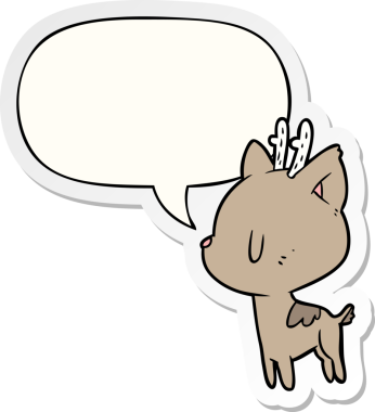 Bir insan tarafından çizilmiş baloncuk çıkartmalı şirin çizgi film geyiği.