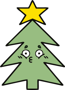 Bir insan tarafından çizilmiş güzel bir Noel ağacı karikatürü.