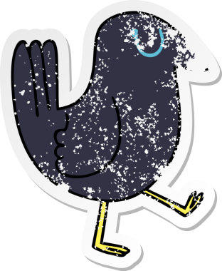 İnsan eliyle çizilmiş garip bir karga çiziminin sıkıntılı çıkartması.