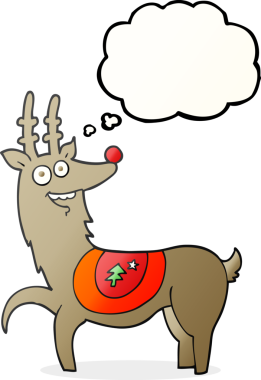 Bir insan tarafından çizilmiş serbest çizim balon karikatür Noel ren geyiği