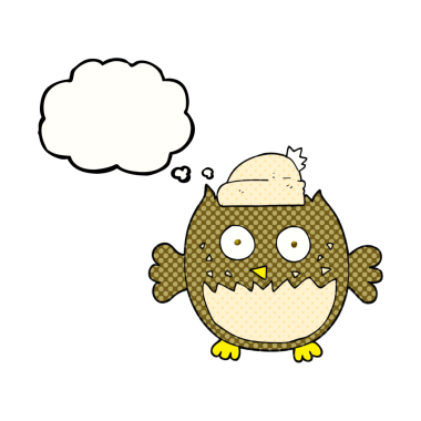 Bir insan tarafından çizilmiş serbest çizim baloncuk baykuş.