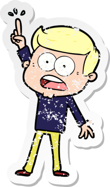 Bir insan tarafından çizilen şok olmuş bir adamın karikatür çıkartması.