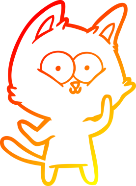 Bir insan tarafından çizilmiş çizgi film kedisinin sıcak çizgi çizimi