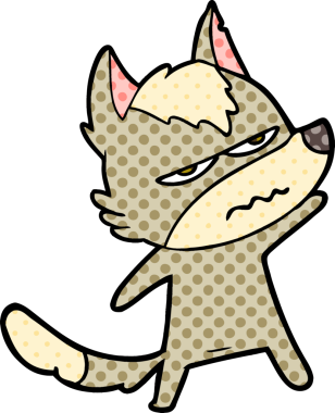 Bir insan tarafından çizilmiş rahatsız kurt çizgi filmi.