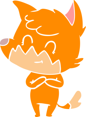 Bir insan tarafından çizilmiş düz renkli çizgi film dost tilkisi.