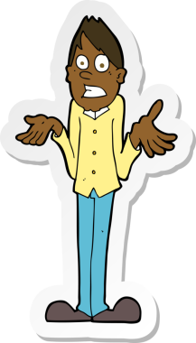 Bir insan tarafından çizilmiş omuz silken bir karikatür adamın çıkartması.