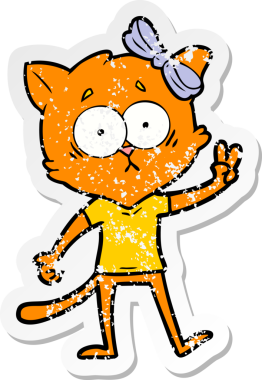 Bir insan tarafından çizilmiş karikatür bir kedinin sıkıntılı çıkartması.