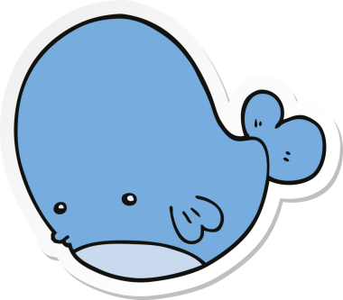 Bir insan tarafından çizilmiş bir balinanın çıkartması.