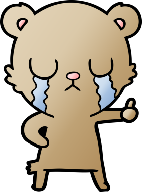 Bir insan tarafından çizilmiş ağlayan ayı karikatürü.