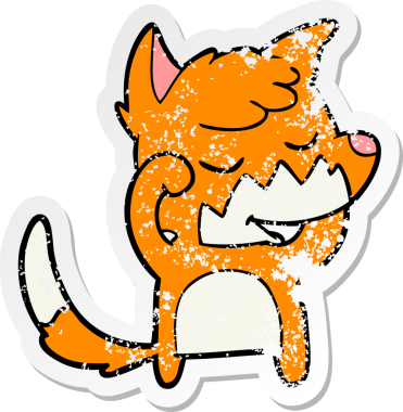 Dost canlısı bir tilkinin sıkıntılı çıkartması bir insan tarafından çizilmiş.