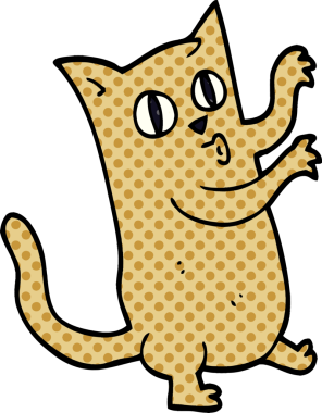 Bir insan tarafından çizilmiş karikatür dans eden kedi.