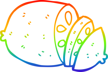 Bir insan tarafından çizilmiş dilimlenmiş limon çizimi.