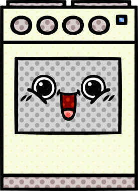 Bir insan tarafından çizilmiş mutfak fırınının çizgi romanı.