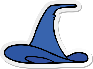 Bir insan tarafından çizilmiş bir cadı şapkasının el çizimi karikatürü.