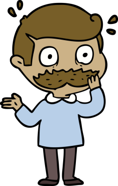 Çizgi filmdeki bıyıklı adam bir insan tarafından çizilmiş.