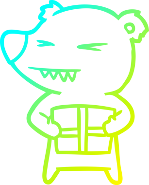 Bir insan tarafından çizilmiş kızgın bir ayı çizgi filminin soğuk gradyan çizimi