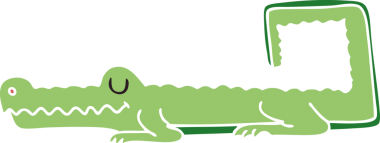 Bir insan tarafından çizilmiş garip çizgi film timsahı.