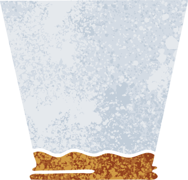 Bir insan tarafından çizilmiş retro illüstrasyon tarzı tuhaf bir çizgi film viski bardağı.