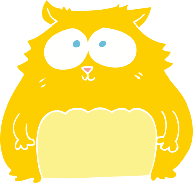 Bir insan tarafından çizilmiş kedinin düz renk çizimi