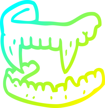 Bir insan tarafından çizilen vampir dişlerinin soğuk gradyan çizgisi.