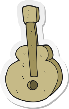 Bir insan tarafından çizilmiş bir karikatür gitarının çıkartması.