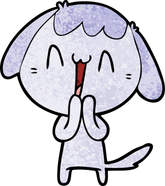 Bir insan tarafından çizilmiş şirin bir çizgi film köpeği.