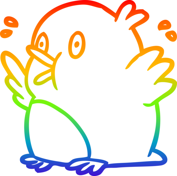 gökkuşağı gradyan çizimi aşırı heyecanlı bir robin bir insan tarafından çizildi