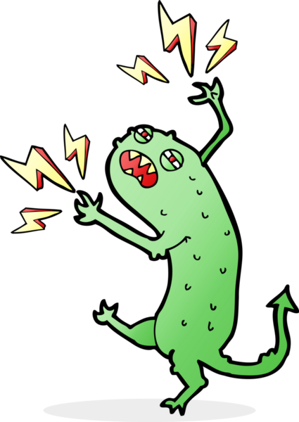 Bir insan tarafından çizilmiş küçük bir canavar.