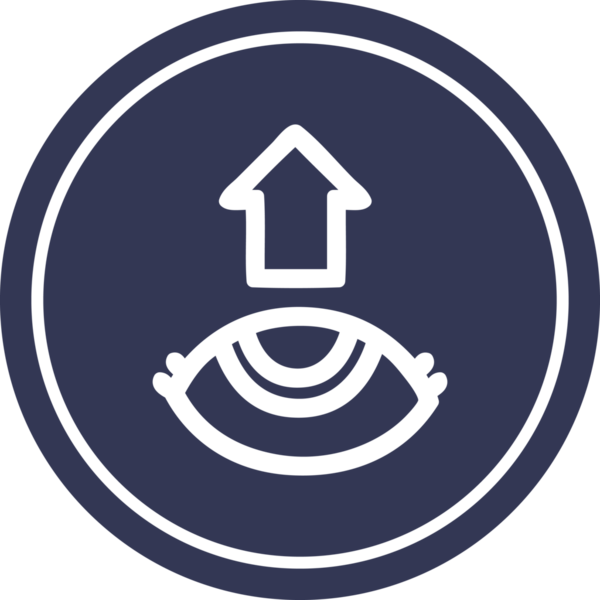 Göz, bir insan tarafından çizilmiş dairesel simge sembolüne bakıyor