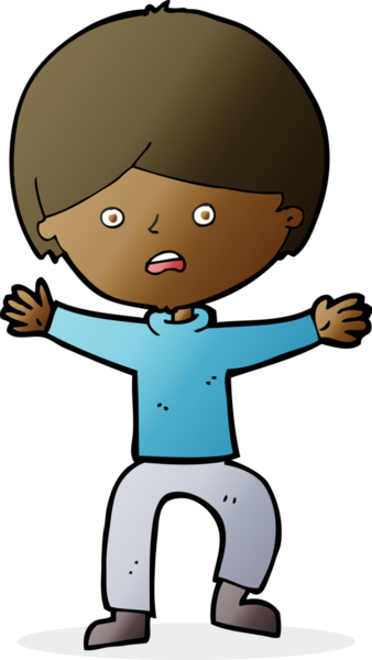 Bir insan tarafından çizilen panikleyen çizgi film çocuğu.