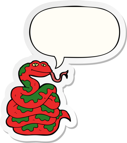 Bir insan tarafından çizilmiş konuşma balonu çıkartmalı çizgi film yılanı.