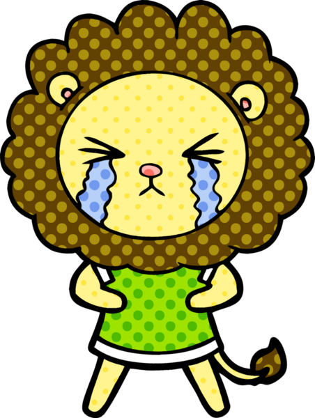 Bir insan tarafından çizilmiş ağlayan bir aslan.