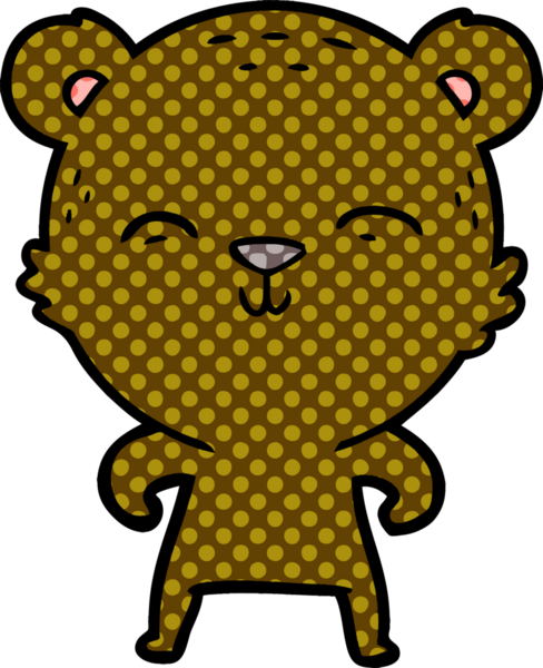 Bir insan tarafından çizilmiş mutlu çizgi film ayısı.