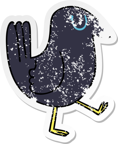 İnsan eliyle çizilmiş garip bir karga çiziminin sıkıntılı çıkartması.