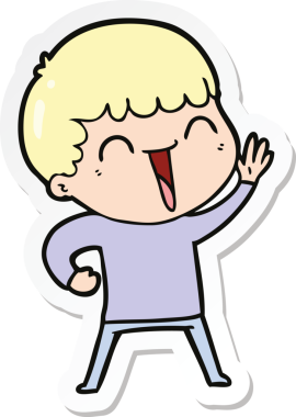 Bir insan tarafından çizilmiş mutlu bir adamın çıkartması.