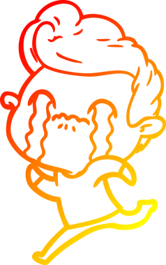 Bir insan tarafından çizilmiş ağlayan bir çizgi film karakteri çizimi.