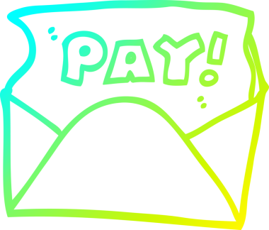 Bir insan tarafından çizilmiş bir çizgi film maaş paketinin soğuk gradyan çizimi