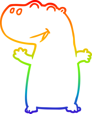 gökkuşağı gradyan çizgi çizimi bir insan tarafından çizilmiş bir hipopotam çizgi