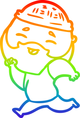 Bir insan tarafından çizilmiş mutlu sakallı bir adamın çizgi çizimi.