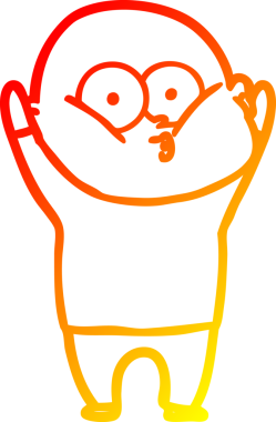 Bir insan tarafından çizilmiş kel bir adamın sıcak çizgi çizimi.