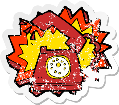 Bir insan tarafından çizilmiş telefon karikatürünün gerilimli retro yapıştırması