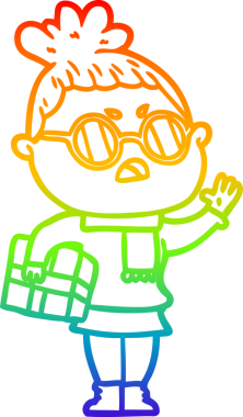 Gökkuşağı gradyan çizimi bir insan tarafından çizilmiş bir çizgi film.