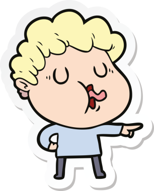 Bir insan tarafından çizilmiş bir karikatür adamın çıkartması.